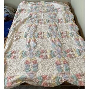 Handmade Patchwork Quilt Size 63x74 White